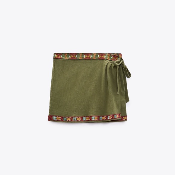 Zara Khaki Beaded Mini Skirt - Picture 7 of 10